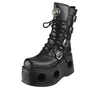 New Rock Space Metallic Neptuno Boots Unisex Black Platform Boots - 3 UK