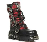 New Rock Tartan Leather Gothic Boots-391T-S1 - Black - UK 6 | EU 39 | US 8.5
