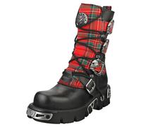 New Rock Tartan Reactor Boots Unisex Platform Boots in Tartan Black - 6 UK