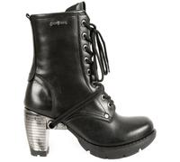 New Rock TR001-S1 Ladies Leather Boots Trail Black Gothic Punk Rock Lace Boots
