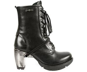 New Rock Trail M-TR001-S1 GOTH ROCK Ankle BOOTS Black Leather Fashion Punk Shoes 40