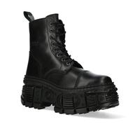 New Rock Unisex Black Goth Leather Boots-WALL083C-S5 - Size EU 43