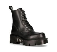 New Rock Unisex Black Gothic Military Biker Boots- MILI084N-S3 - Size EU 44
