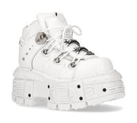 New Rock Unisex Leather Gothic Punk Boots- M-TANK106-C1 in White | Size: 6.5 New Rock White 6.5