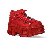 New Rock Unisex M-106WALL-C13 Metallic Red Leather Gothic Ankle Boots - Size EU 44