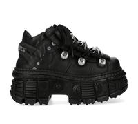 New Rock Unisex M-OVERZ106B-C1 Metallic Chunky Black Leather Gothic Ankle Boots - Size EU 43