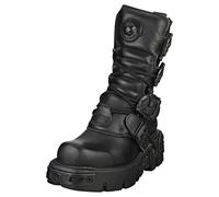 New Rock Unisex Metallic Black Leather Boots M.391-S18