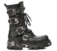 New Rock Unisex Metallic Black Leather Boots M.391-S4