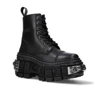New Rock Metallic Black Leather Boots-WALL083C-S4 - Black - UK 9 | EU 43 | US 10.5