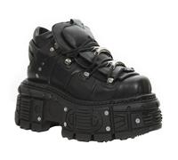 New Rock Unisex Metallic Black Leather Gothic Boots- M-TANK106-C2 - Size EU 46