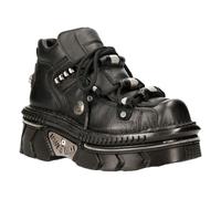 (40) New Rock M-215-S6 Unisex Metallic Blk Leathr Boots