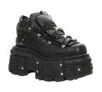 New Rock Unisex Metallic Leather Gothic Boots- M-TANK106-C2 in Black | Size: 9 New Rock Black 9