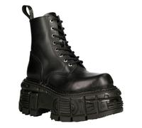 New Rock Metallic M-mili084n-s5 Unisex Platform Boots in Black 36 EU