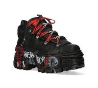 New Rock Unisex Punk Goth Leather Boots-WALL106-C9 - Black - Size EU 38