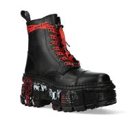 New Rock Unisex Punk Platform Leather Boots-WALL126CCT-C1 - Black - Size EU 40