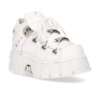 New Rock Unisex White Leather Gothic Ankle Boots¬-106N-S8 - Size EU 41