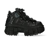 New Rock WALL106-S12 Unisex Black Leather Platform Gothic Boots 38