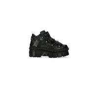 New Rock WALL106-S13 Unisex Black Leather Platform Punk Boots 39