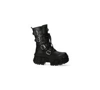 New Rock WALL373-S5 Unisex Black Leather Platform Goth Boots 37