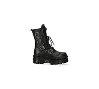 New Rock WALL373-S6 Unisex Black Leather Platform Goth Punk Boots 44