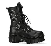 New Rock WALL373-S6 Unisex Black Leather Platform Goth Punk Boots 45