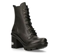 New Rock Womens Gothic Black Leather Biker Boots- NEOTYRE07X-S1 - Size EU 42