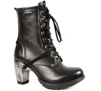 New Rock Womens Ladies Black Leather Gothic Trail Boots- TR001-S1 - Size EU 38