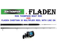 NEW RON THOMPSON 6ft 2pc 20LB-30LB BOAT ROD+CHIEFTAIN 30 MULTIPLIER REEL+LINE ON