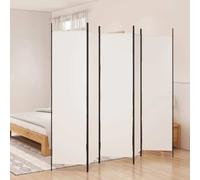 vidaXL 5-Panel Room Divider in White - 250x200 cm - Foldable Fabric Screen for Room Separation, Sun Blocking - For Living Room, Bedroom