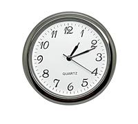 New Round Metal Quartz Bezel Clock Watch Movement Insert Miniature Chrome Silver With Black Arabic Numerals White Dial Battery Operated (35mm Insert For A 32.5mm Hole)