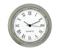 New Round Metal Quartz Bezel Clock Watch Movement Insert Miniature Chrome Silver With Black Roman Numerals White Dial Battery Operated (30mm Insert For A 27.5mm Hole)