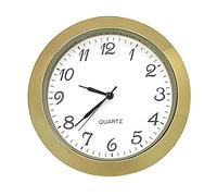 New Round Metal Quartz Bezel Clock Watch Movement Insert Miniature Gold With Black Arabic Numerals White Dial Battery Operated (23mm Insert - 21.75mm Hole)
