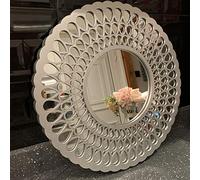 New Round Silver Circle Droplet Pattern Mirror Home Decor Unique Design 39x39cm