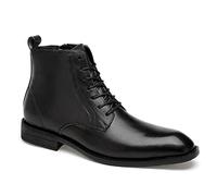 New Round Toe Lace Up Boots for Men Derby Burnished Toe Genuine Leather Anti-Slip Non Slip Block Heel Casual Stylish Dress (Color : Black, Size : 7 UK)