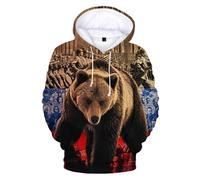 NEW Russia Bear Hoodie Men Women Fashion Casual 3D Printed Hooded Sweatshirts Russian Flag Pullovers Boys Girls Streetwear Coat-XXL
