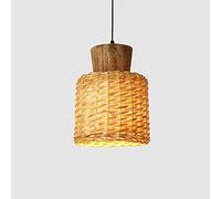 New Rust Proof Wood Lamp Holder Hanging Lamp Chinese Style Bedside Dining Room Table Pendant Lighting Fixture Home Lighting Bamboo Weaving Lampshade chandeliers Light Single Head Kitchen Island (