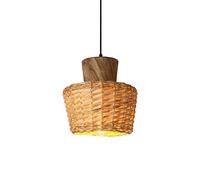 New Rust Proof Wood Lamp Holder Hanging Lamp Chinese Style Bedside Dining Room Table Pendant Lighting Fixture Home Lighting Bamboo Weaving Lampshade chandeliers Light Single Head Kitchen Island (