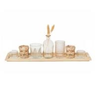 New Rustic and Charming Candle Tray, Accented With Dried Floristry For A Natural Feel. The Tray Is Ideal For Votive Candles, Tealights, and More, Perfect Addition To Your Home - Natural