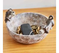 New Rustic Dog Trinket Bowl - Adorable Resin Storage Dish for Jewelry, Keys & Coins - Cute Decorative Dog Ornament - 18cm Long - Brown Animal Tray Gift for Dog Lovers