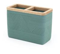 New Sage Toothbrush Holder - Modern Geometric Design Accents - Dual Compartment Bathroom Organiser in Sage Green - Style N-02 (Toothbrush Holder)