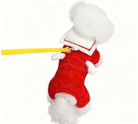 New Sailor Collar Dog Coat - Four-Legged Fleece Lined Outfit for Small & Medium Dogs, Nautical Style for Corgi and Shiba Inu Cute, fashionable, cold-proof and easy to clean(Size:X-Large,Color:Red)