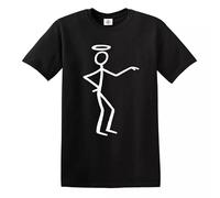 New Saint Simon Templar 1970s Stickman T-Shirt Spy Thriller TV Black Top Tee - Black Stickman - 3XL