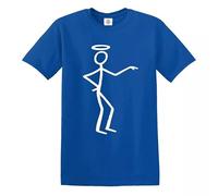 New Saint Simon Templar 1970s Stickman T-Shirt Spy Thriller TV Black Top Tee - Royal Blue Stickman - L