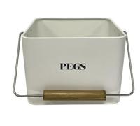 New Sanctuary Peg Holder With Bamboo Handle for Portability & Clearly Labelled Front for Easy Identification, Keep All Your Pegs Organised, Easy to Carry, Perfect for Decluttering Your Space - Cream