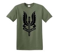 New SAS Who Dares Wins Unisex T-Shirt Ladies Mens Tshirt Top Tee(Military Green, L)