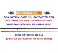 NEW SAVAGE GEAR SG-4 MEDIUM GAME TRIGGER ROD 2pc BC BAITCASTER POWER SPINNING