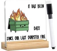New School Gifts,Dumpster Fire Desk Decor, Funny Emotional Support School Office Work Gifts for Women Men Social Worker Coworkers Teacher Staff, Cute Humor Table Desk Signs Plaque Decoration