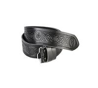 New Scottish Highland Kilt Celtic Thistle Leather Belt for Kilts Black - XLarge
