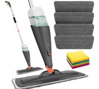 * NEW* SCRATCH ANET-** SUMMER PRICE** Spray Mop 4 Microfibre Cloths Microfiber Mop Spray Cleaner for Floors with 4 Pads and 600Ml Refillable Bottle Suitable for all Floor-grey