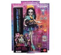 Monster High Doll, Skelita Calaveras in Colorful Papel Picado Dress with Pet Dog Candelita and 7 Accessories like Sketch Book, Snack and Messenger Bag, JHK34